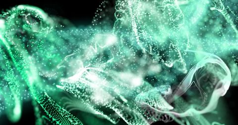 Abstract Energy Wave with Green Particles on Black Background - Download Free Stock Images Pikwizard.com