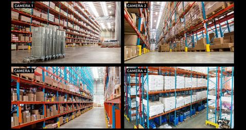 Surveillance views of industrial warehouse