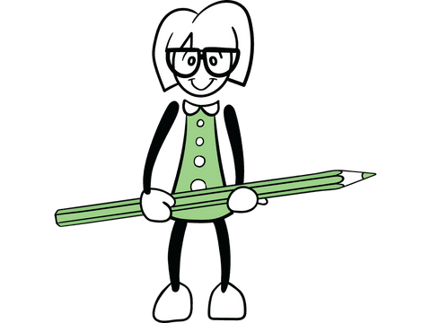 Cartoon Girl with Glasses Holding Oversized Pencil on Transparent Background - Download Free Stock Videos Pikwizard.com
