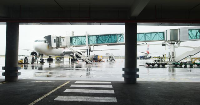 Busy Airport Tarmac Time-lapse with Airplane and Passengers - Download Free Stock Images Pikwizard.com