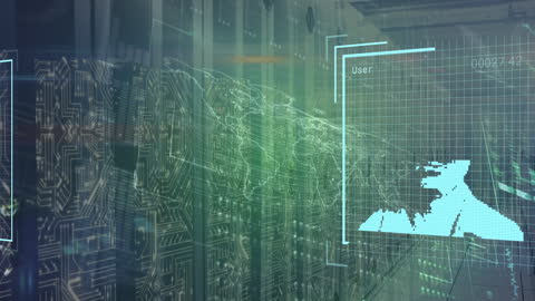 Futuristic Digital Network with User Interface Elements