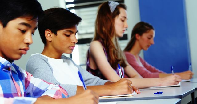 Group of Diverse Students Writing in Classroom Setting - Download Free Stock Images Pikwizard.com