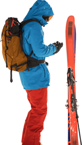 side view of skier with transparent background checking mobile - Download Free Stock Videos Pikwizard.com