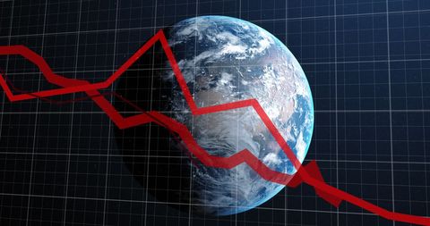 Global economic downturn depicted with graph and planet earth