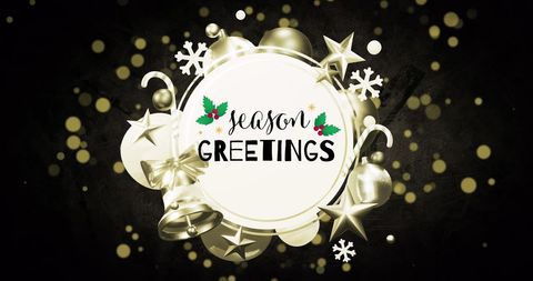 Elegant Christmas Greeting with Silver Decorations and Festive Lights