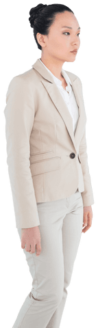 Confident Asian Businesswoman in Formal Attire on Transparent Background