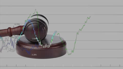 Finance Concept Featuring Legal Symbol and Rising Graphs