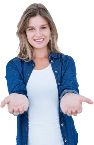 Happy Woman Open Hands Offering Gesture Transparent - Download Free Stock Videos Pikwizard.com