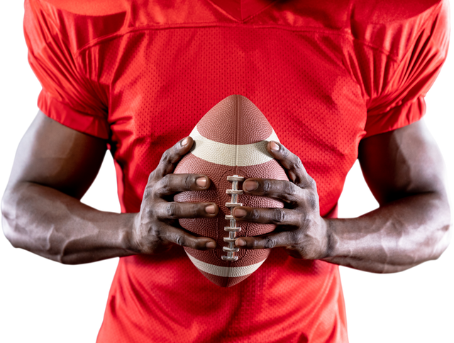 Front View Midsection Transparent African American Football Player Holding Football - Download Free Stock Videos Pikwizard.com