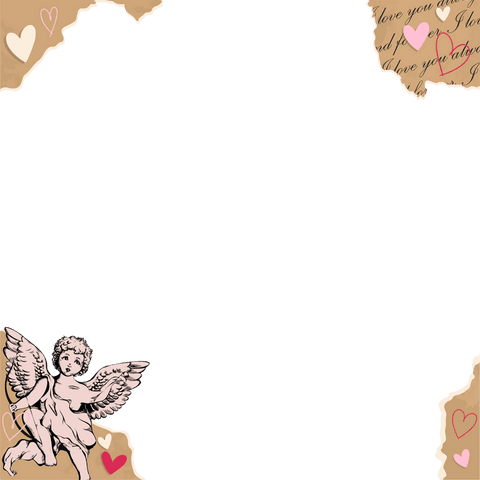 Transparent Vintage Frame with Cherub and Hearts on Teal - Download Free Stock Videos Pikwizard.com