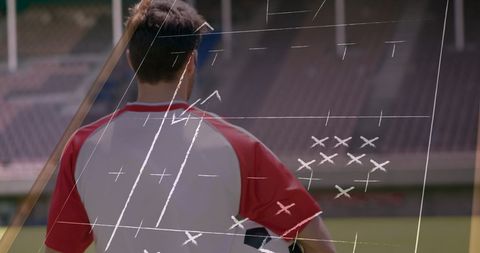 Strategic game plan with football player on field