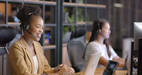 Smiling Customer Service Team Providing Support