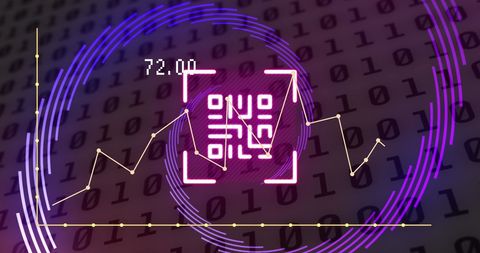 Futuristic QR Code Data Analytics with Binary and Graph Interface - Download Free Stock Images Pikwizard.com