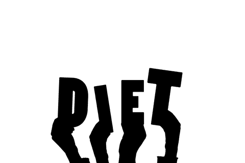 Hands holding diet text on transparent background