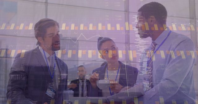 Business Team Discussing Financial Strategy with Digital Data Overlay - Download Free Stock Images Pikwizard.com