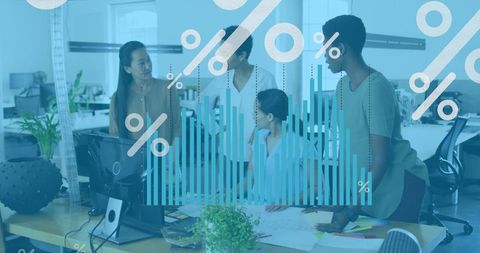 Diverse Team Collaboration with Financial Concept Overlay - Download Free Stock Images Pikwizard.com