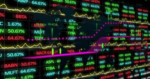 Global Financial Dataset on Digital Screen Visualizing Economy Trends