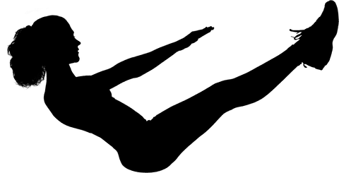 Silhouette of woman exercising vector on transparent background