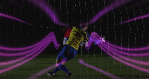 Dynamic Soccer Player Shooting with Electric Vibes and Celebration