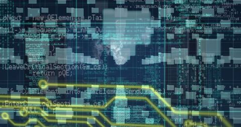 Digital Data Processing with Futuristic Interface Elements and Codes - Download Free Stock Images Pikwizard.com