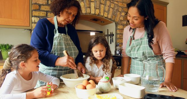 Diverse Generations of Females Enjoying Baking Together in Kitchen with Copy Space - Download Free Stock Images Pikwizard.com