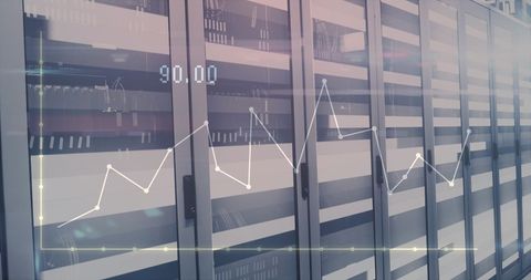 Data Center Servers with Overlaid Financial Graphs and Analytics - Download Free Stock Images Pikwizard.com