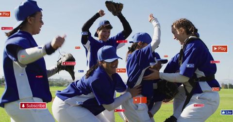 Social Media Presence in Women's Baseball Game Celebration - Download Free Stock Images Pikwizard.com
