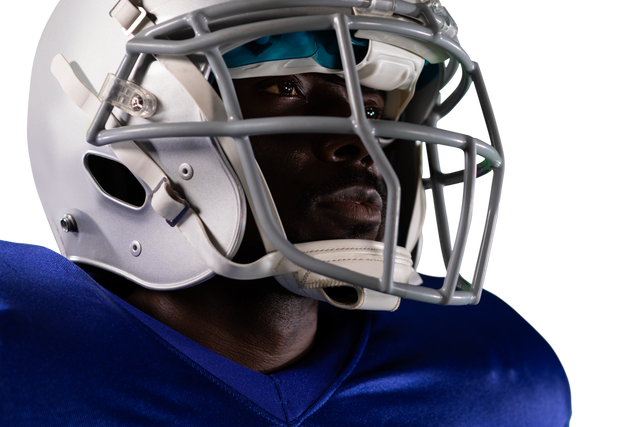 Focused African American Football Player in Helmet on Transparent Background - Download Free Stock Videos Pikwizard.com