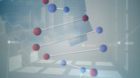 DNA Helix with Digital Data processing Visualization