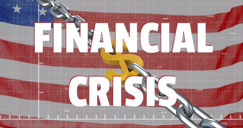 Financial Crisis Concept with Dollar Chain and American Flag - Download Free Stock Images Pikwizard.com