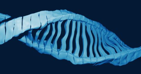 3D Spinning DNA Strands in Blue Tones for Science Research