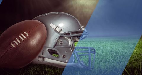 Dynamic Diagonal Design with Football Helmet on Grassy Field - Download Free Stock Images Pikwizard.com