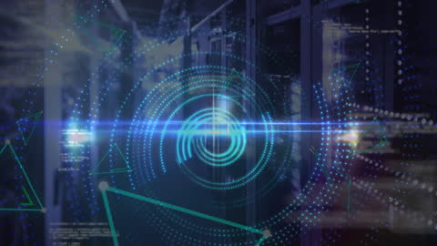 Futuristic Data processing Interface Server Room