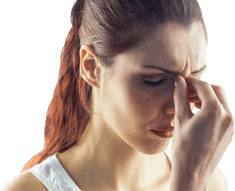 frowning caucasian woman suffering sinus pain on transparent background - Download Free Stock Videos Pikwizard.com