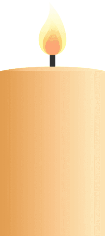 Burning candle on transparent background for serenity and ambience