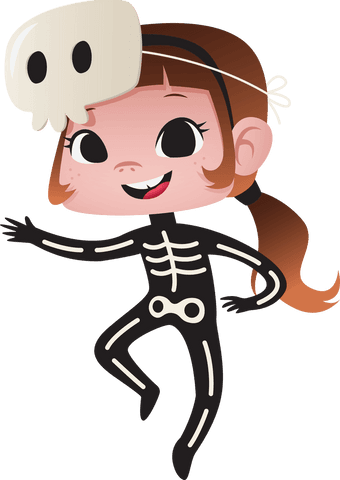 Young Girl in Skeleton Costume Greeting on Transparent Background Thumbnail PNG - Download Free Stock Videos Pikwizard.com