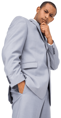 Transparent Biracial Businessman Pondering Confidently