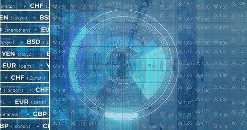 Complex Global Financial Interface Display in Digital Blue Hues - Download Free Stock Images Pikwizard.com