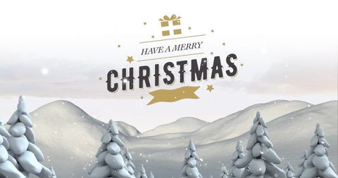 Merry Christmas Message Over Winter Landscape - Download Free Stock Images Pikwizard.com