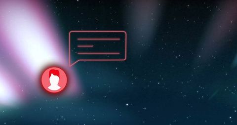 Media Icons with Light Trails and Starry Background