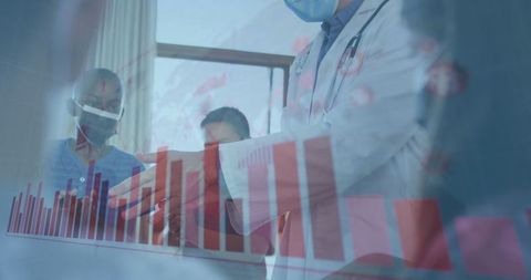 Doctor reviewing medical data with pediatric patients