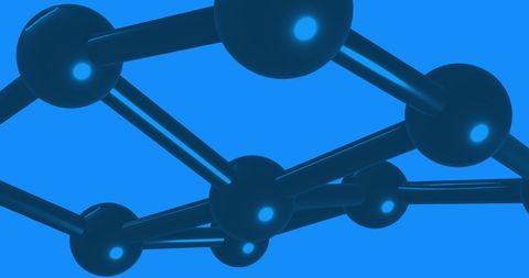 Futuristic network of dark nodes with blue glow