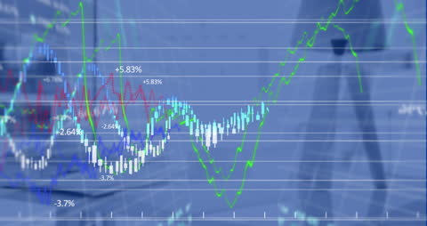 Dynamic Animated Financial Data Overlay in Modern Office