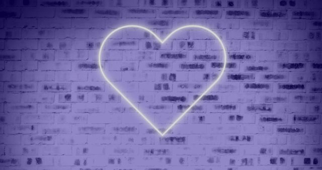 Neon Heart Shape on Purple Brick Wall Background - Download Free Stock Images Pikwizard.com