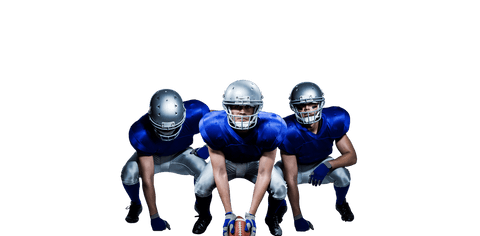 Transparent american football players in action pose