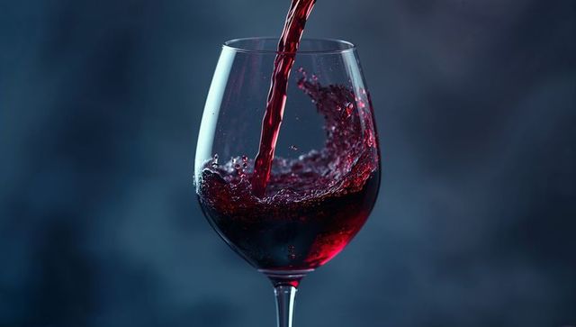 Flowing red wine into sophisticated glass