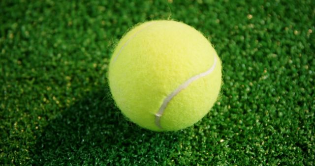 Close-Up of Yellow Tennis Ball on Green Grass - Download Free Stock Images Pikwizard.com