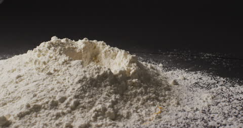 Close-Up of Flour on Black Surface Focus Grounds