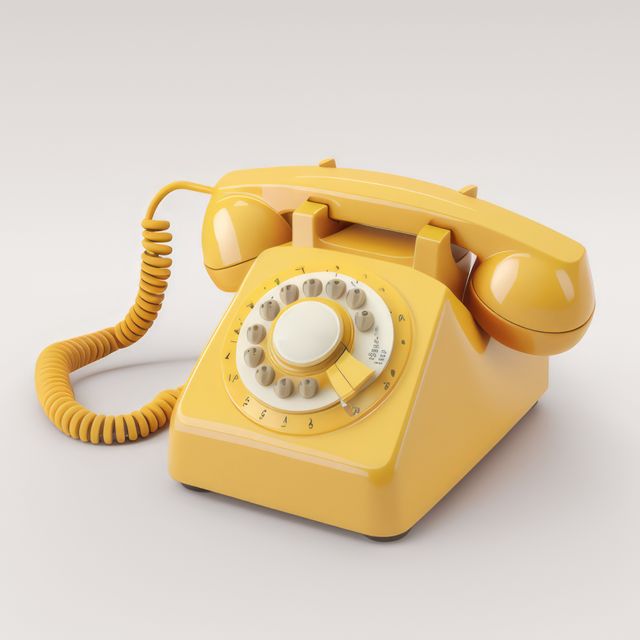 Retro Yellow Rotary Dial Telephone on White Background - Download Free Stock Images Pikwizard.com