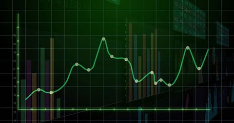 Neon Green Trend Line Tracking Financial Performance Dark Interactive Dashboard Grid UI